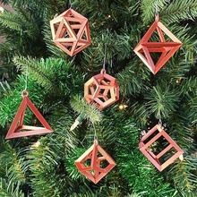 wireframe polyhedral dice ornaments d20 d12 d10 d6 d8 d4 d100 dnd dungeons dragons christmas decor window hanging house accessories 3d print model - Mito3D