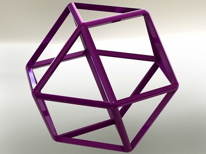 wireframe shape cuboctahedron archimedean art complex design faces magic mathematical pattern plastic polygons polyhedron square symmetry triangle geometric 3D print model - Mito3D