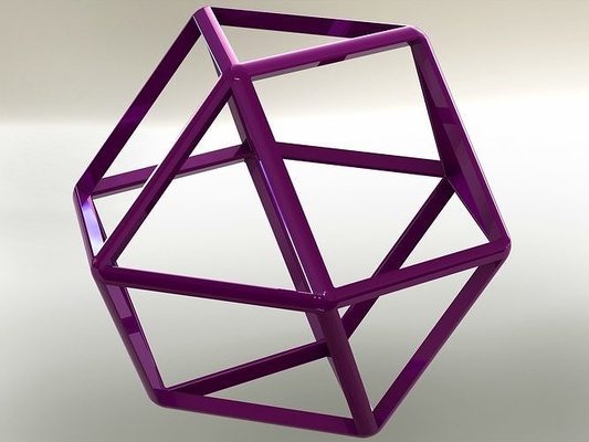 wireframe shape cuboctahedron archimedean art complex design faces magic mathematical pattern plastic polygons polyhedron square symmetry triangle geometric 3d print model - Mito3D