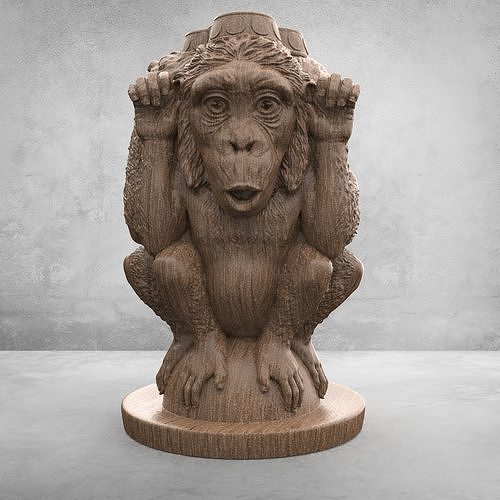 sage singes 3d modèle art statue singe décor intérieur entendre parler mal animal Japonais bijoux impression primate simbol lampe tirelire pot fleur sculptures 3D print model - Mito3D