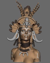 witch doctor bust female character printable anatomy head human beautiful face witchdoctor portrait sculpture fantasy miniature 3d art woman tribal sculptures 3d print model - Mito3D