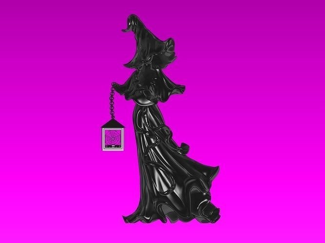 sorcière lampe Halloween horreur fantaisie effrayant mal fantôme tombe monstre art femme sculptures 3D print model - Mito3D