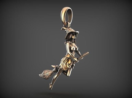 witch pendant jewelry precious gem gold silver sterling jewel printable brilliant diamond ring pendants jewellery necklace 3d print model - Mito3D