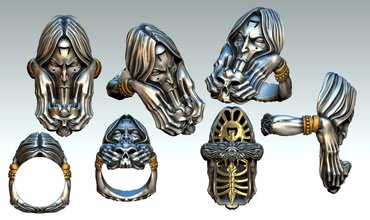 witch vampire ring jewelry hallowin sculpt art printable zbrush rings 3d print model - Mito3D