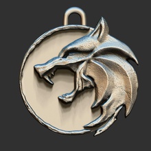 witcher silver medal wolf head thewitcher series netflix rivia white whitewolf gerald game print 3dprint medallion wizard thewitcher3 xbox ps4 games toys accessories 3d print model - Mito3D