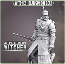 bruxo urso escola geralt cavaleiro miniaturas estátua estatuetas homem rivia fracasso caçador monstro imprimível armaduras esculturas maluquice jogos brinquedos acessórios 3d print model - Mito3D