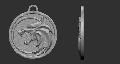 witcher amulet wolf 3d printing pendant medallion games toys game accessories 3d print model - Mito3D