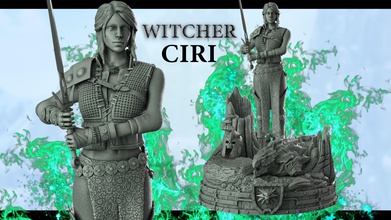 bruxo ciri cirila geralt princesa caçador armaduras menina humano imprimível cavaleiro espada miniaturas estatuetas mulher jogos brinquedos personagem 3d print model - Mito3D