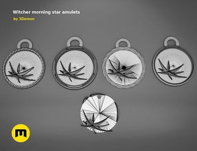 morning star pentant - witcher amulets wicther medailon jewelry emblem medal medalion symbol silver tag game circle zodiac games toys 3d print model - Mito3D
