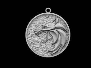 bruxo lobo 3d impressão modelo geralt amuleto cosplay traje cabeça madalião medalhão netflix series feitiçaria joalheria pingente pingentes moeda ost escolar 3d print model - Mito3D