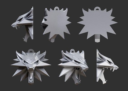 brujo lobo collar medallón geralt rivia juegos juguetes escultura Arte arte joyeria 3d print model - Mito3D