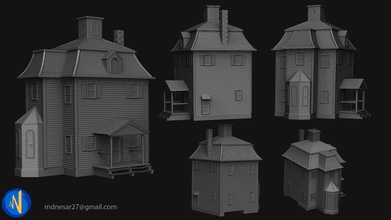 wodden house 3d print cottage roof residental two story village suburban villa old outdoor residential building lodge 3d print model - Mito3D