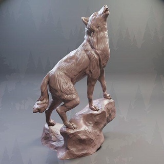 Wolf Wald Tier wild Natur Skulptur Bildhauerei Statuette drucken 3d Modell Säugetier heulen Kunst Skulpturen 3d print model - Mito3D