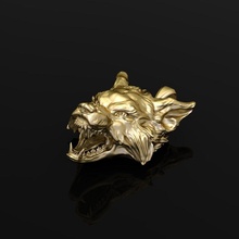 Loup pendentif or bague diamant bijoux argent imprimable engagement gemme mode beauté anneaux Collier animal pendentifs 3d print model - Mito3D