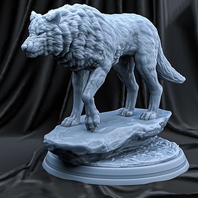 lobo 3d impresión modelo estatua of león 3dprintmodel 3dmodel reciclaje reciclado zumbido mano anillo desconocido arte juego animal animales leones tigre pokemon esculturas 3d print model - Mito3D