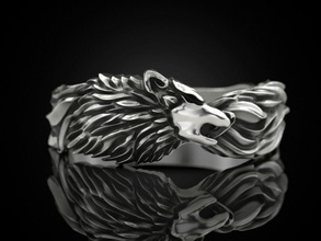 Loup bande bague bijoux impression Imprimé 3D imprimable anneaux conception bijou d'or or prototypage argent mariage motard noircissement texture 3d print model - Mito3D