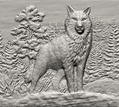 lobo bajorrelieve art a los animales escultura las esculturas bas el alivio 3d print model - Mito3D