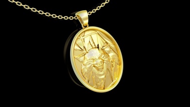 Kurt kırık bardak kolye takı altın madalyon gümüş elmas mücevher moda yazdırılabilir platin daimi baş hayvan heykel husky 3d print model - Mito3D
