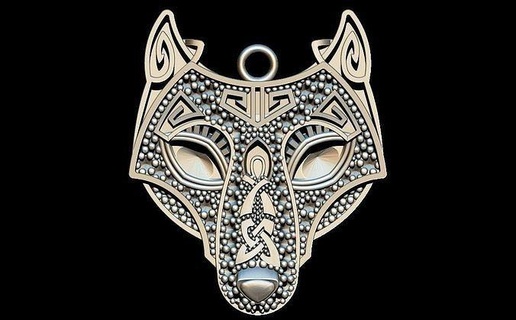 Loup celtique pendentif bijoux pendentifs ancien nœud anneaux médiéval art imprimable norrois lobo Maya aztèque celta lobocelte viking or 3d print model - Mito3D