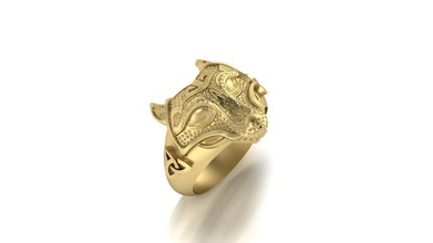 lobo céltico oro brillante arte riqueza joyería joya imprimible celta impresión stl obj joyeria 3d plata tradicional anillos 3d print model - Mito3D