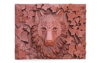 wolf cnc 2 art deco relief artcam aspire animal signs logos 3d print model - Mito3D