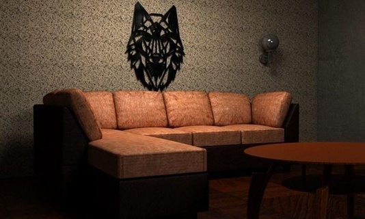 wolf designed geometry ornament wolf decoration geometry design wall house decor  3d print model - Mito3D