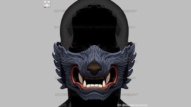 lobo cara mascarar cosplay alto qualidade detalhes capacete diabo japonês ghostoftsushima bruxas samurai horror fantasma of tsushima oni hannya jogos brinquedos 3d print model - Mito3D
