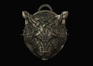 lobo fenrir collar arte nord nórdico vikingo joyería joya collares 3d print model - Mito3D