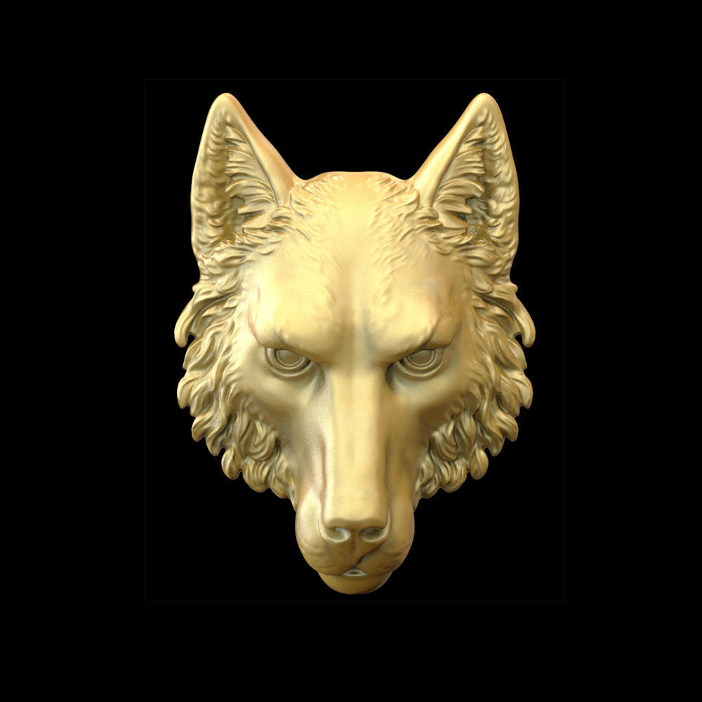 wolf head coyote jackal angry aggressive sculpture trophy animal wild hi poly 3d printing printable print jewelry pendants 3D print model - Mito3D