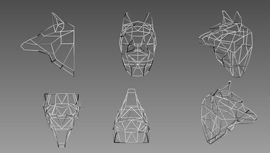 le loup à tête art wolf sculpter crâne imprimable sculptures 3d d'impression de l'impression ligne fil 3d print model - Mito3D
