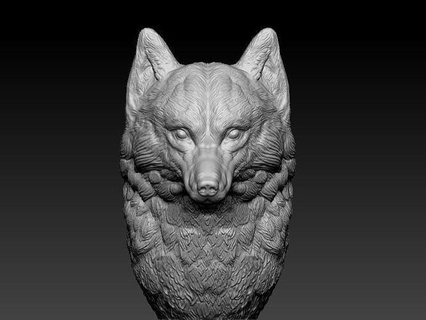 lobo cabeza animal escultura 3d impresión salvaje perro estatua hombre canino zorro bestia criatura mamífero naturaleza ártico fornido Arte esculturas 3d print model - Mito3D