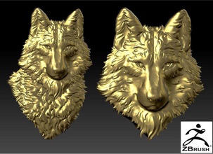 wolf kopf gold schmuck anhänger druckbar tier wild silber 3dm stl 3ds obj cad poligonal natur drucken 3d print model - Mito3D
