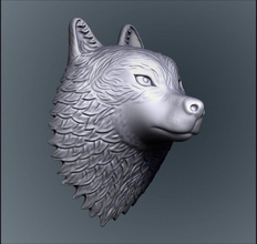 lobo cabeza animal impresión imprimible plata oro moda estilo decoración escultura estatua arte deco alivio colgante pendiente collar esculturas 3d print model - Mito3D