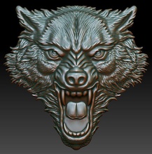 wolf head cnc relief carving medallion bas decor printable art jewelry pendant stylized coins badges object animal milling engraving 3d print model - Mito3D