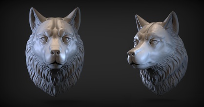 wolf kopf tier säugetier wild hund fuchs heiser natur werwolf anatomie druckbar zbrush werkzeug körper schmuck gpld silber 3d print model - Mito3D
