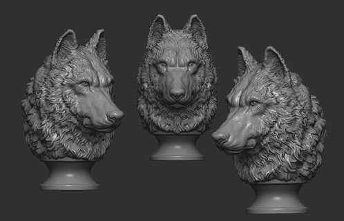 wolf head art sculpture wolfhead biblo poliester mold 3dprintmodel 3dstl sculptures 3d print model - Mito3D