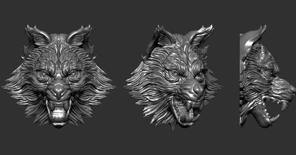 wolf kopf anhänger linderung medaillon kunst skulpturen gesicht skulptur silber natur deko werwolf statue schmuck tier 3d print model - Mito3D