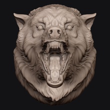 wolf head 3dmodel 3dprint 3dprinting art sculpture stl mold cnc printing milling statue jewellery medallion pendant relief sculptures hunting trophy 3d print model - Mito3D