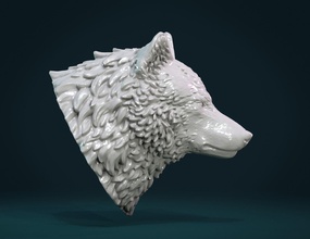 lobo cabeça iii carnívora mamífero abeto canino fera estátua estatueta miniatura escultura montado modelo animal arte esculturas 3d print model - Mito3D