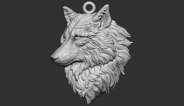 lobo cabeça pingente prata acessórios stl modelo imprimível animal pescoço selvagem cão rouco joalheria pingentes 3d print model - Mito3D