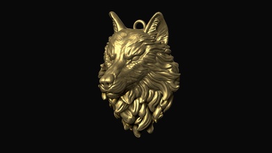wolf head pendant jewellery jewelry gold silver printable sterling necklace wild canine jungle animal canis lupus howl jewel nature fashion beauty apparel vintage pendants 3d print model - Mito3D