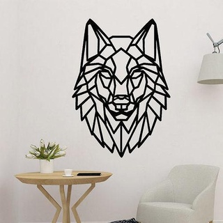 wolf head polygonal 2d decor wall decoration 3d art puma panel 3d print model - Mito3D