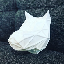 lupo testa poli luce animale geometrico forma cane bestia triangolo filo natura selvaggio stampa 3d modello facile domestico casa scienza biologia 3d print model - Mito3D