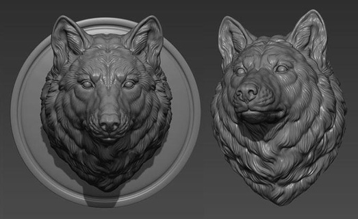 wolf head without grin nature animal wild sculpture art statue decor printable miniatures pendants medallion cnc relief jewelry sculptures dog 3d print model - Mito3D