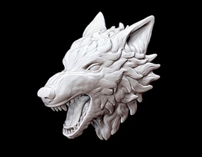 lobo cabeça demônio sorriso rocha estilo bravo glamour impressão figura esculpir escultura imprimível joalheria jóias tarugo 3d 3d print model - Mito3D