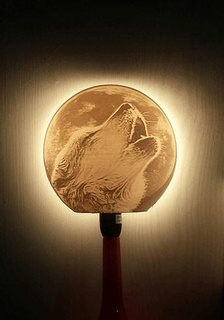 Loup lampe lithophane loup lumière stéréo animal foudre maison décor 3d print model - Mito3D