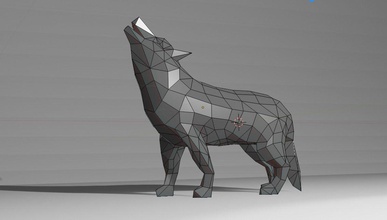 wolf lowpoly-3d-Modell blender 3d 3dmodel Kunst Skulptur lowpoly lowpolymodeling andere 3d print model - Mito3D