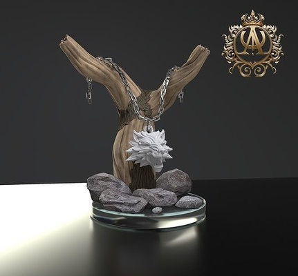 wolf medallion4 hexer witcher3 medaillon wolfmedaillon drucken silber juwel schmuck 3d modell mode 3d print model - Mito3D