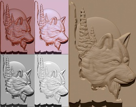 wolf moon bas relief cnc 3d print model art carved miniatures other clock sculptures mathematical 3d print model - Mito3D