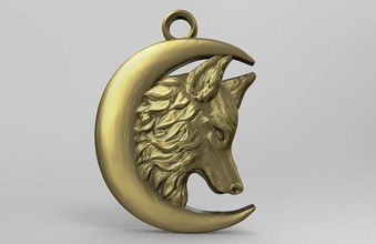 Lobo lua pingente 5 joalheria jóia arte animal cabeça pingentes 3d print model - Mito3D
